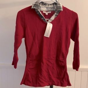 NWT Notations PS Red Sweater Blouse Combination